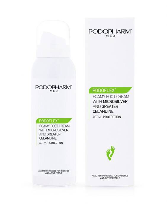 PODOFLEX Podopharm Krem do stóp w piance z mikrosrebrem i jaskółczym zielem 125 ml
